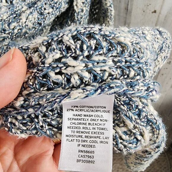 Sun & Shadow Cardigan Vest Sweater Blue Ivory Size Medium - Picture 7 of 12